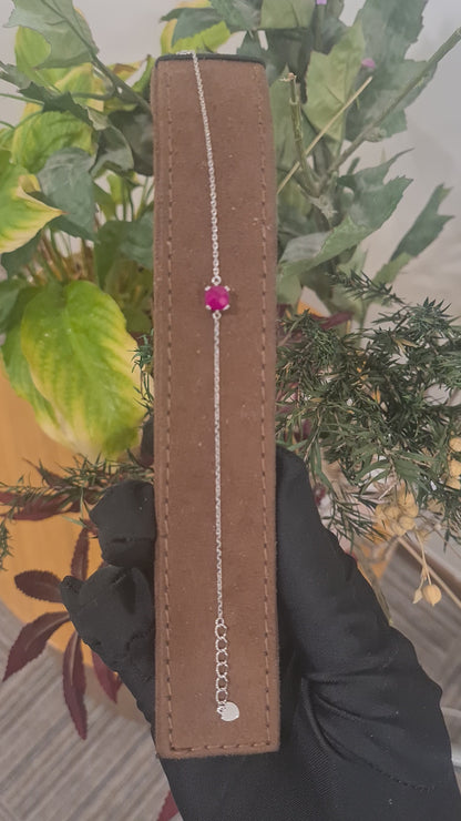 Sterling Silver 925 Ruby Gem Bracelet - FKJBRLSL10635