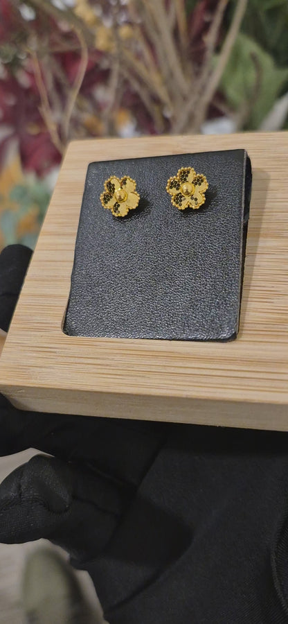 Gold Classic Floral Earrings 21KT - FKJERN21KM11525