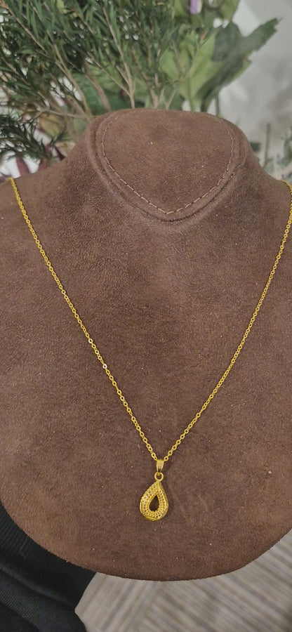 Gold Delicate Drop Necklace 21KT - FKJNKL21KM11300