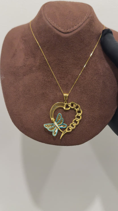 Gold Necklace (Chain with Vibrant Butterfly Pendant) 21KT - FKJNKL21KM10188