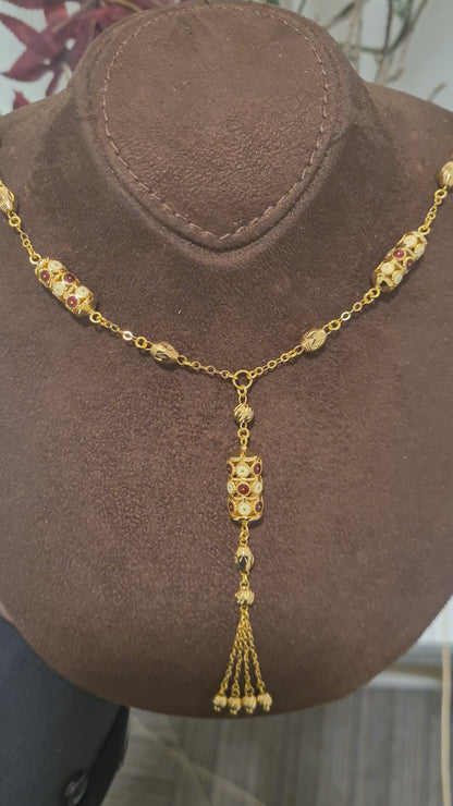 Gold Classic Dangler Necklace 21KT - FKJNKL21KM10378