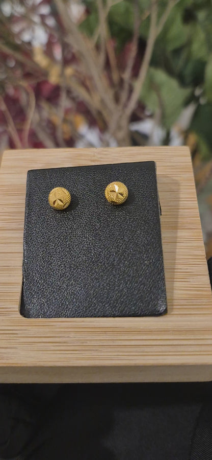 Gold Textured Star Ball Earrings 21KT - FKJERN21KM11530