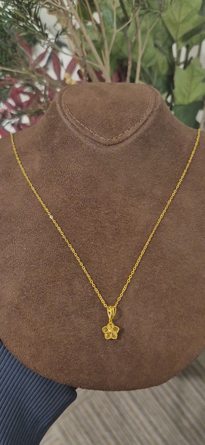 Gold Mini Flower Necklace 21KT - FKJNKL21KM11343