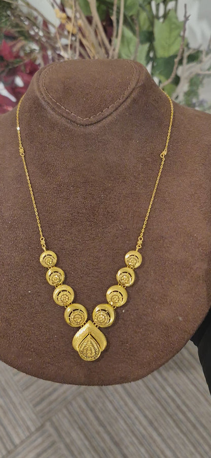 Gold Ornamental Drop Necklace 21KT - FKJNKL21KM11596