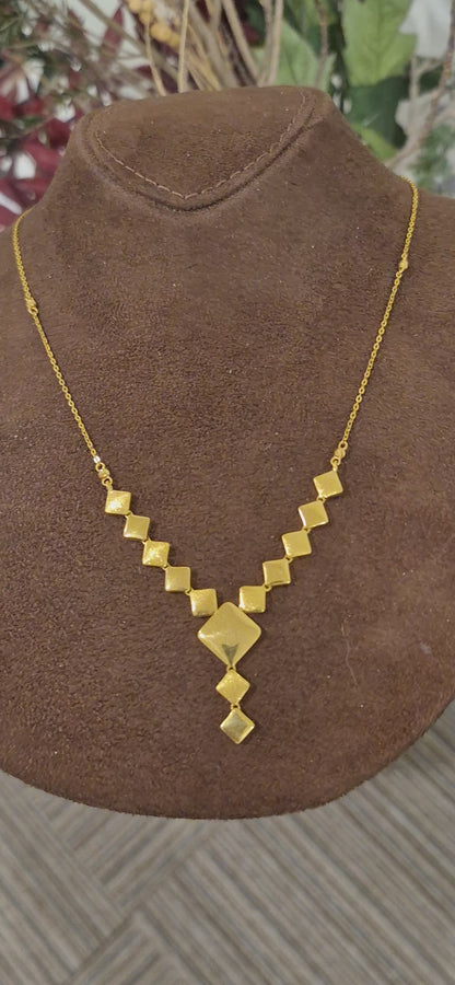 Gold Cube Link Statement Necklace 21KT - FKJNKL21KM11603