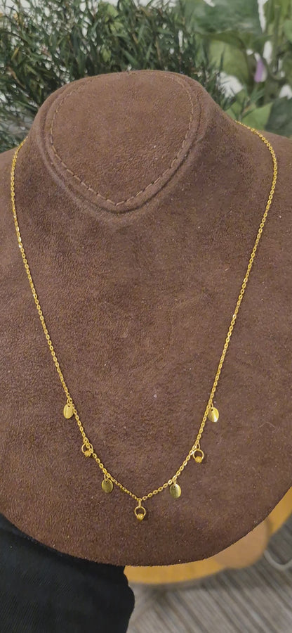 Gold Disc Charm Necklace 21KT - FKJNKL21KM11225