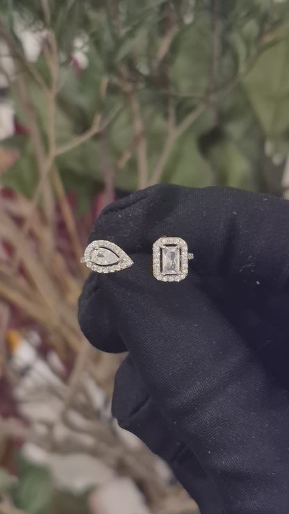 Sterling Silver 925 Two Center Ring - FKJRNSL11065