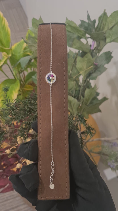 Sterling Silver 925 Rainbow Cluster Bracelet - FKJBRLSL10690