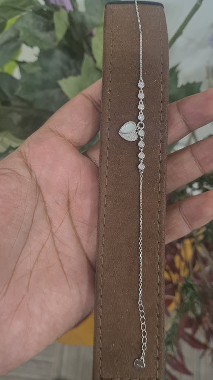 Sterling Silver 925 Heart Drop Bracelet - FKJBRLSL10619