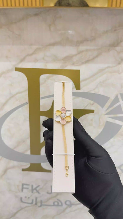 <tc>سوار ذهب بتصميم زهور متعددة الألوان 21 قيراط – FKJBRL21KM10277</tc>