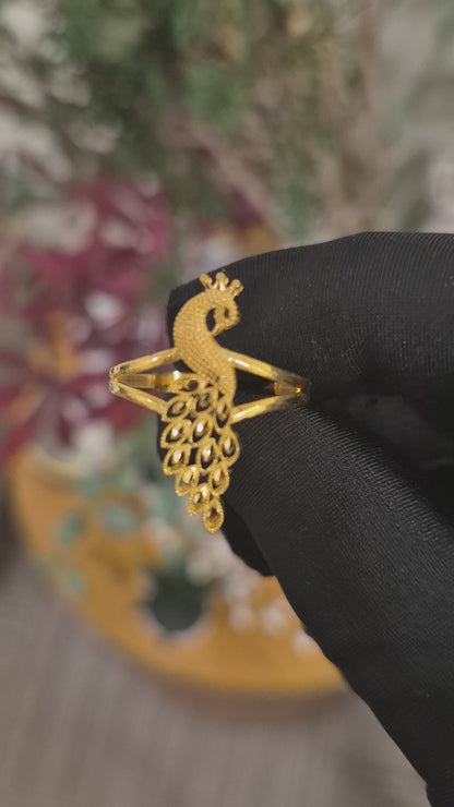 Gold Peacock Design Ring 21KT - FKJRN21KM11760