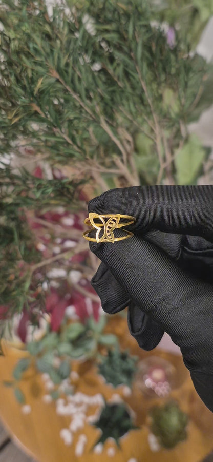 Gold Butterfly Outline Ring 21KT - FKJRN21KM11207