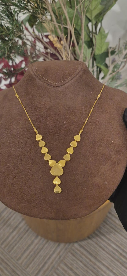 Gold Textured Drop Necklace 21KT - FKJNKL21KM11598