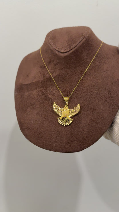 Gold Necklace (Chain with Eagle Hollow Pendant) 21KT - FKJNKL21KM10139