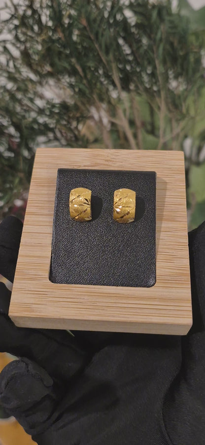 Gold Luxe Textured Earrings 21KT - FKJERN21KM11424