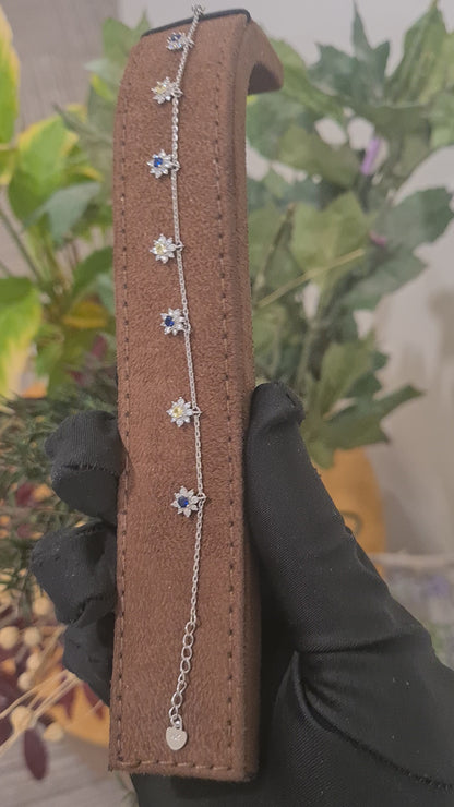 Sterling Silver 925 Starburst Charm Bracelet - FKJBRLSL10697