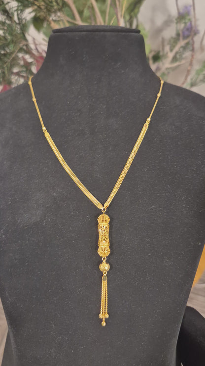 Gold Tassel Filigree Necklace 21KT - FKJNKL21KM11986