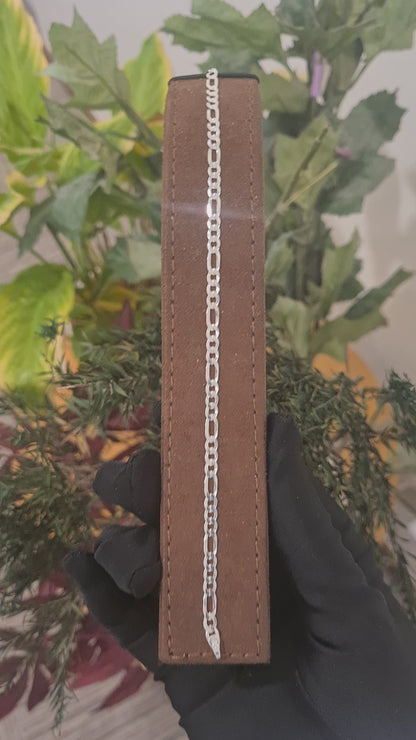 Sterling Silver 925 Figaro Chain Bracelet - FKJBRLSL10678