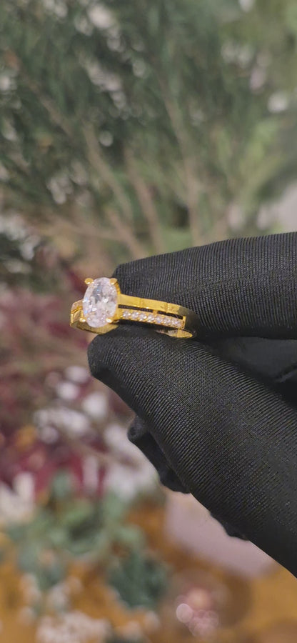 Gold Center Stone Ring 21KT - FKJRN21KM11188