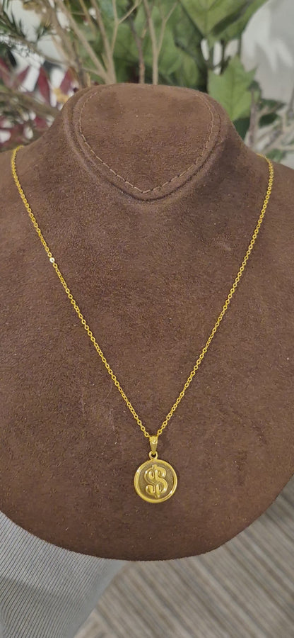 Gold Dollar Coin Necklace 21KT - FKJNKL21KM11314