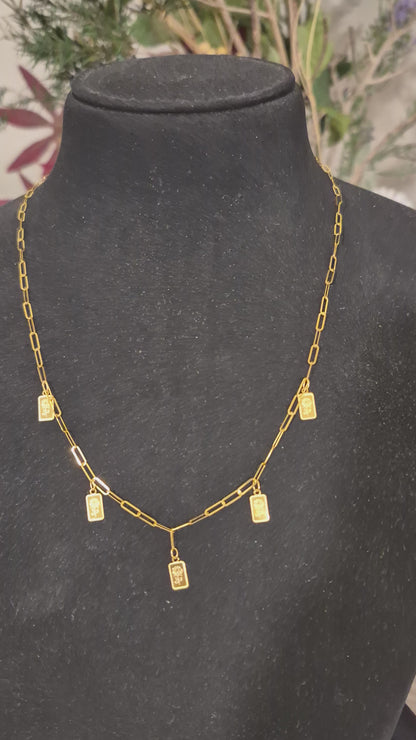 Gold Rose Charms Necklace 21KT - FKJNKL21KM11946