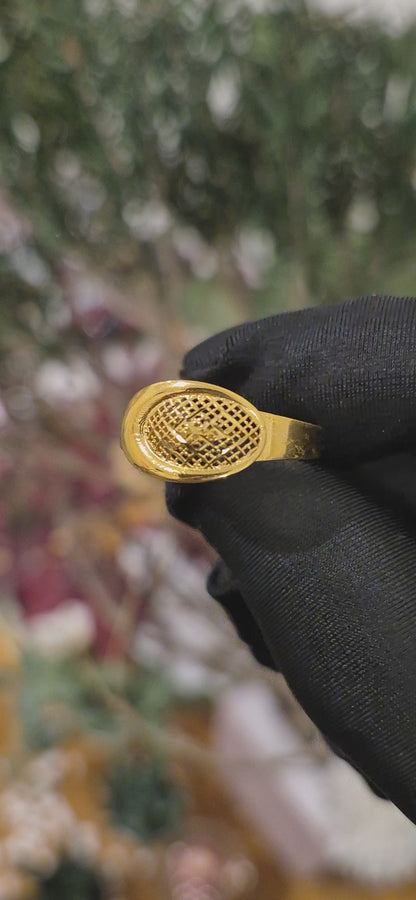 Gold Oval Signet Ring 21KT - FKJRN21KM11253