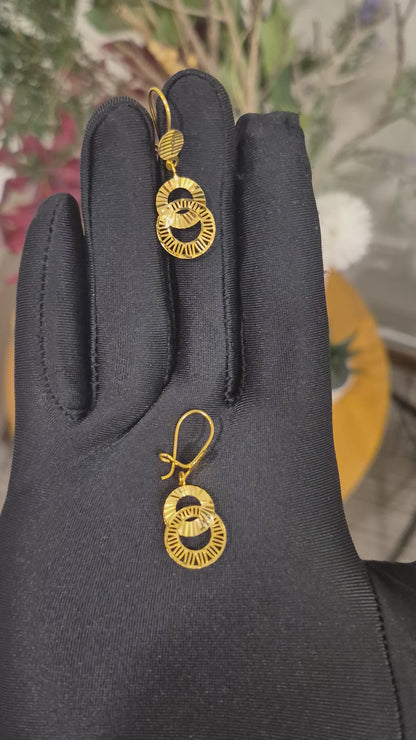 Gold Ring Shaped Dangler Earrings 21KT - FKJERN21KM12025