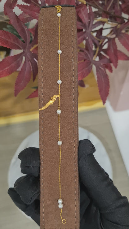 Gold Pearl Accent Bracelet 21KT - FKJBRL21KM10497