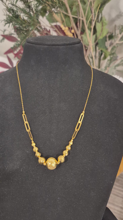 Gold Orb Elegance Necklace 21KT - FKJNKL21KM11984