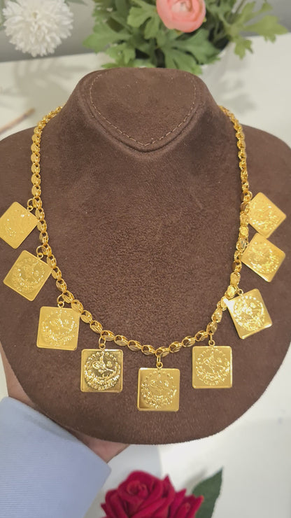 Gold Regal Square Lira Necklace 21KT - FKJNKL21KM10352