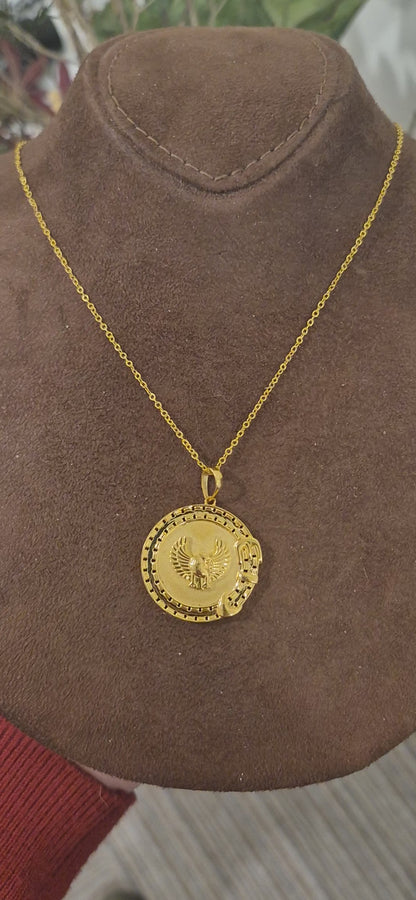 Gold  Regal Eagle Necklace 21KT - FKJNKL21KM11355