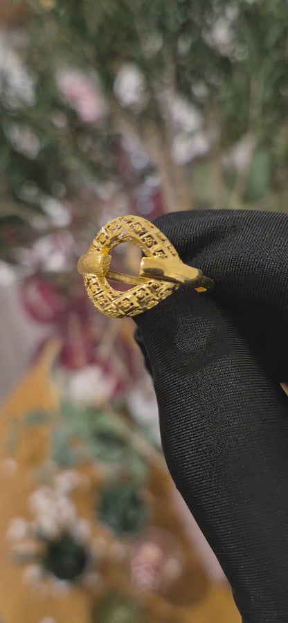 Gold Elegant Hollow Ring 21KT - FKJRN21KM11235
