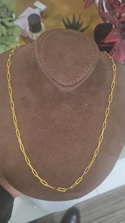 Gold Delicate Paperclip Link Chain 21KT - FKJCN21KM10405