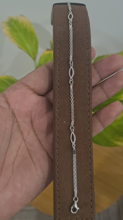 Sterling Silver 925 Oval Link Bracelet - FKJBRLSL10587