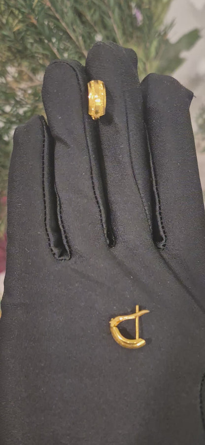 Gold Classic Textured Earrings 21KT - FKJERN21KM11523