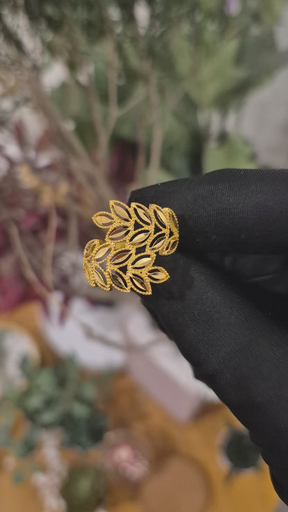 Gold Leaves Design Ring 21KT - FKJRN21KM11905
