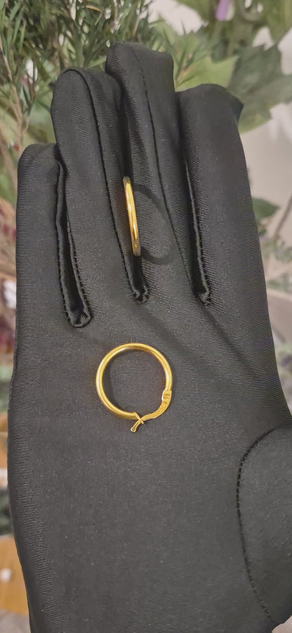 Gold Hinged Hoop Earrings 21KT - FKJERN21KM11261