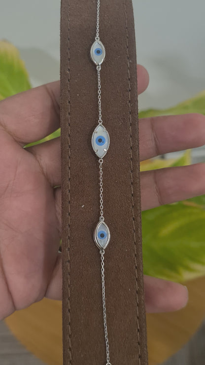 Sterling Silver 925 Evil Eye Bracelet - FKJBRLSL10574