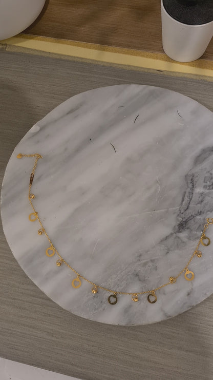 Gold Dangling Heart Charm Anklet 21KT - FKJANKL21KM10518