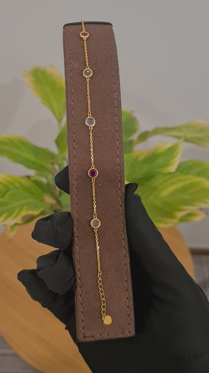 Sterling Silver 925 Round Multicolor Bracelet - FKJBRLSL10570