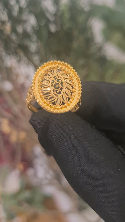 Gold Ethnic Filigree Ring 21KT - FKJRN21KM10882