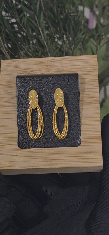 Gold Loop Drop Earrings 21KT - FKJERN21KM11395