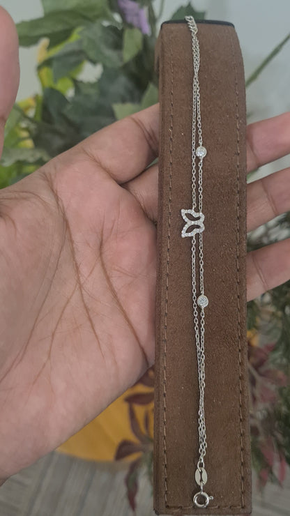 Sterling Silver 925 Sparkling Butterfly Bracelet - FKJBRLSL10616