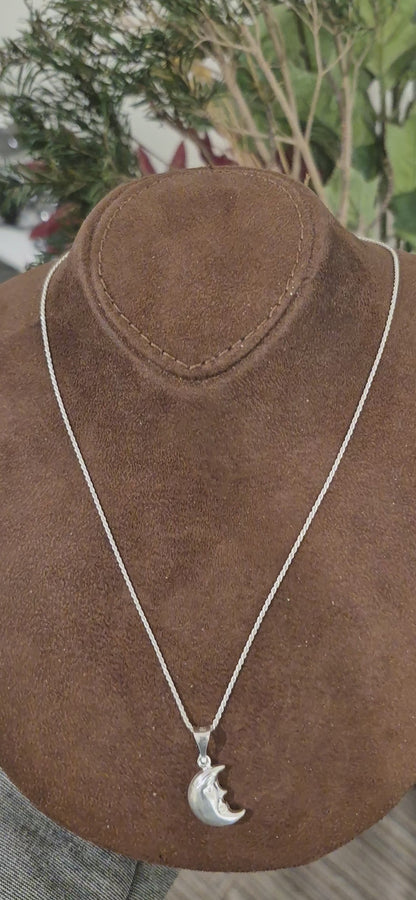 Sterling Silver 925 Half Moon Necklace (Chain with Pendant) - FKJNKLSL11118