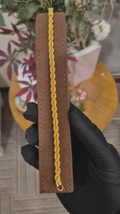 Gold Twisted Rope Bracelet 21KT - FKJBRL21KM11847