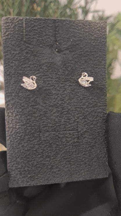 Sterling Silver 925 Crystal Swan Earrings - FKJERNSL10825