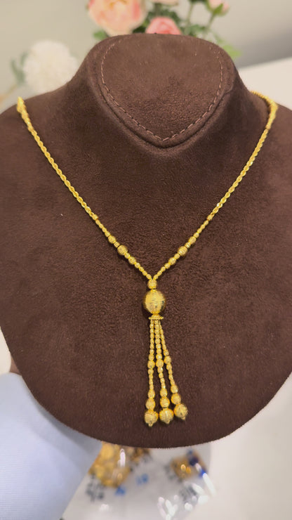 Gold Textured Bead Necklace 21KT - FKJNKL21KM10332