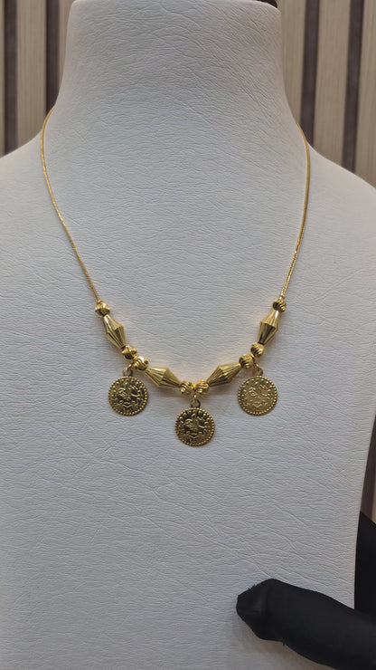 Gold Turkish Lira Coin Drop Necklace 21KT - FKJNKL21KM10329