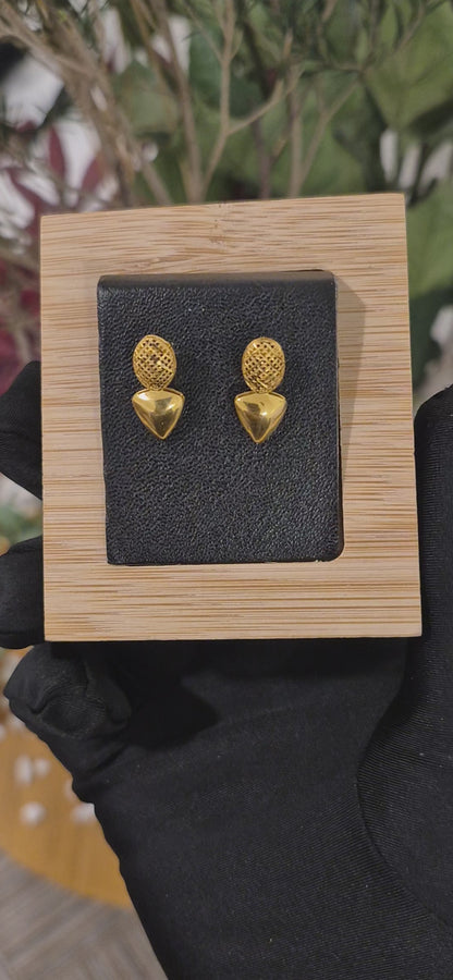 Gold Triangle Drop Earrings 21KT - FKJERN21KM11382