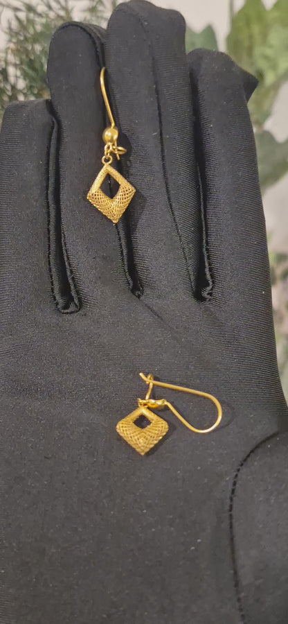 Gold Statement Filigree Earrings 21KT - FKJERN21KM11475